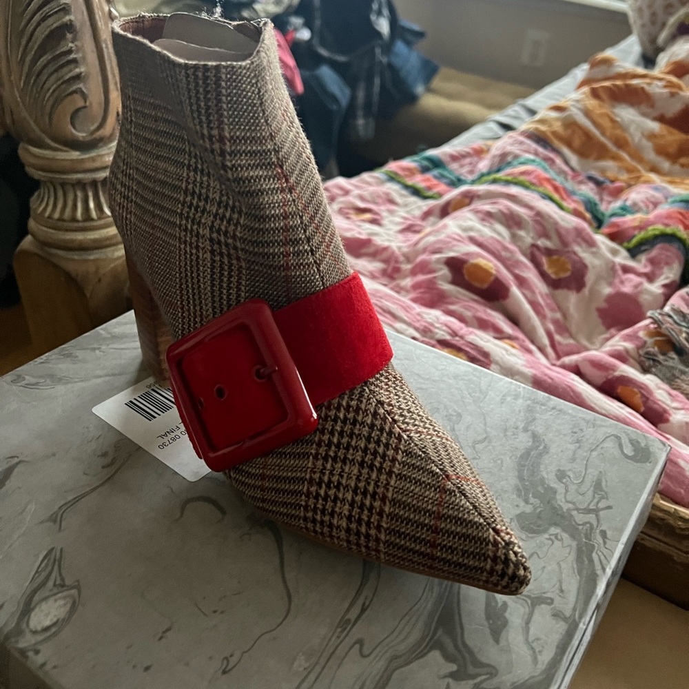 Brown Plaid Booties from Jeffrey Campbell. Bought at Anthropologie.
